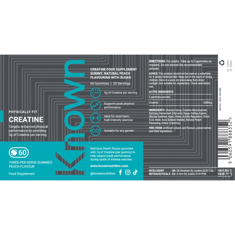 Known Tasty Creatine Gummies - 3400mg Creatine Monohydrate - Supports