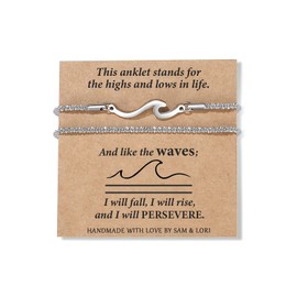 SAM & LORI Silver Anklets Ankle Bracelets for Women Waterproof Anklets Bestie Sister Best Friend Birthday Gifts Summer Vacation Beach Jewelry Adjustable Plus Size Big Ankles Stainless Steel