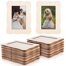 Zelphvt 24 Packs Wooden Picture Frames 4x6 Unfinished Wooden Frames for Crafts DIY Frame for Arts, Photo Frame with Stand for Home Decor Tabletop Display