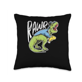 Pilgrim Costume Turkey Meat Thanksgiving Shirt Dinosaur Rawr Thanksgiving Day Turkey Saurus T Rex Pilgrim Throw Pillow, 16x16, Multicolor