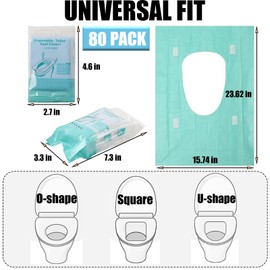 Rgqphantom 80 Pack Toilet Seat Covers Disposable 16x24 Inch XL Portable Toilet Liners Travel Seat Cover for Outdoors,Hotel, Hospital, Travel, Public Toilet Seat Cover (80pack, GREEN)