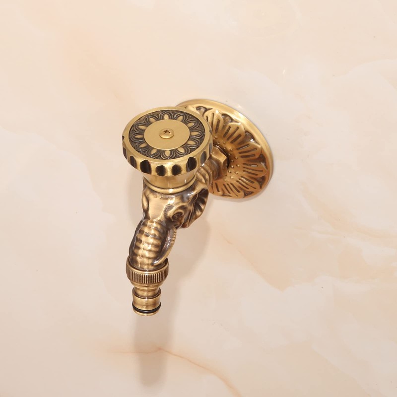 Antique Brass Faucet Bathroom Wall Mounted Washing Machine Faucet Outdoor