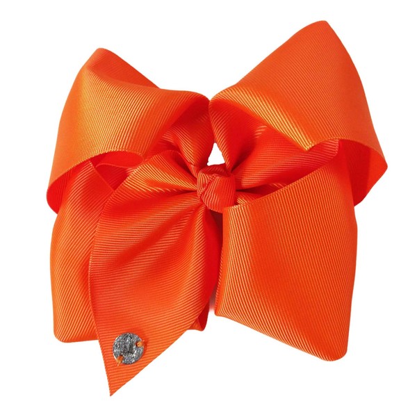 JOJO Siwa, Orange Bow 8 Inch Wide Metal Salon Boutique Clip Barrette Cheer Ribbon Layered Fabric Handmade Bows Easy to Wear Clips with Signature Pin Beauty Personal Care Hair Accessories, Tangerine