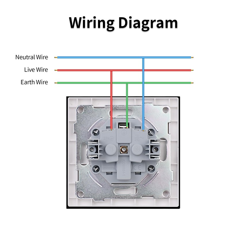 JIMEIDA Socket Glass Black with Hook 16 Amp Schuko Socket