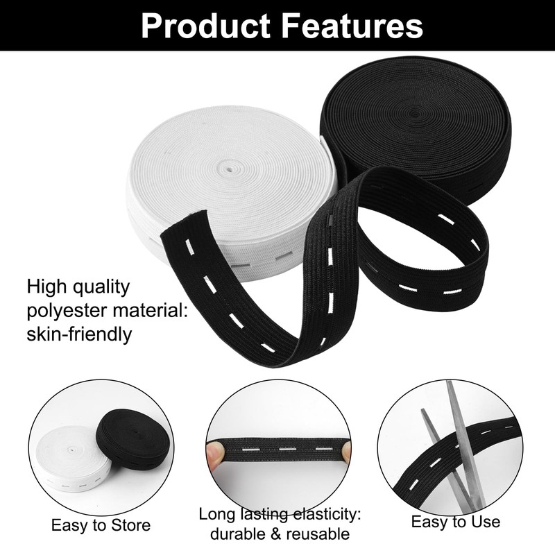 Pack of 2 Elastic Bands with Button Eyelets, Elastic Band