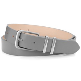 WHIPPY Women Casual Leather Belt for Jeans Pants, Fashion Ladies Waist Dress Belt (Fit Waist Size 31-36 Inches, Grey)