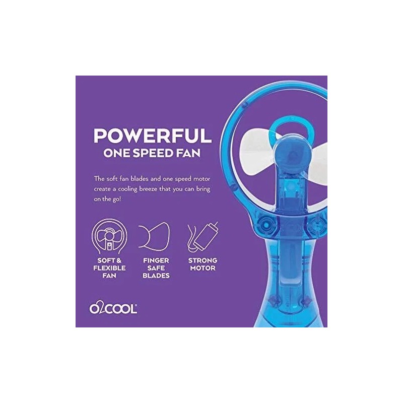 O2COOL Light Blue Portable Misting Fan Handheld Cooling System for