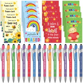 Sumind 32 Pcs Teacher Appreciation Gifts Thank You Gift Inspirational Gifts 16 Pcs Motivational Ballpoint Pens 16 Pcs Mini Journal Notebooks Notepads for School Office Home Travel Gifts (Elegant)