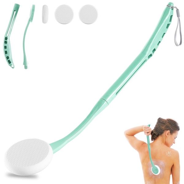 Lotion Applicator for Back, 20.5” Back Lotion Applicator, Back Lotion Applicators for Your Back, Easy Reach and Washable, Back Self Tanner Applicator（Cyan）