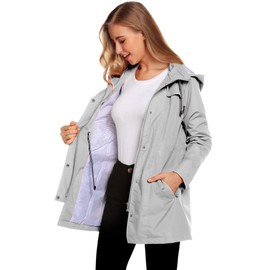 ZHENWEI Womens Lightweight Hooded Waterproof Active Outdoor Rain Jacket Gray M
