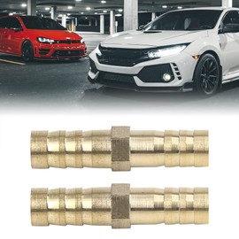 X AUTOHAUX 8mm Brass Barb Hose Fitting Straight Union Connector for Air Water Gas Oil 5pcs