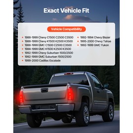 VEVOR Tail Light Assembly Compatible with 1988-1999 Chevy/GMC C/K 1500 2500 3500, 1992-1999 Chevy/GMC Suburban 1500/2500, 2PCS Left & Right Side Taillight Rear Brake Lamps with Halogen Bulbs