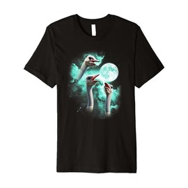 Three Ostrich Howling at The Moon tie dye Green Premium T-Shirt
