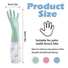 SHAIDOJIO 3 Pairs Washing up Gloves, Rubber Cleaning Gloves with Lining-46cm, Long Dishwashing Gloves, Waterproof Household Gloves Kitchen Gloves for Kitchen Bathroom Laundry Gardening-3 Colors