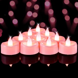 BEICHI Flameless Candles, Tea Lights Battery Operated, No Flickering Votive Candles LED Tea Lights for Wedding Christmas Party Home Decor (50 Pack, Pink)