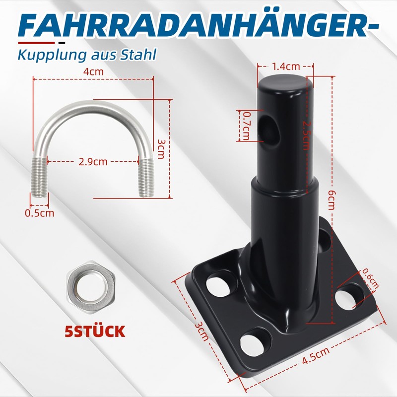 ANEELV Bicycle Trailer Hitch Adapter with Locking Pin - Universal