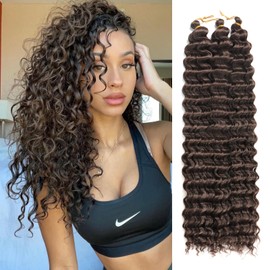 Ainimiu 30Inch 3Packs Deep Wave Crochet Hair for Boho Braids Long Curly Braiding Hair Ocean Wave Braiding Hair Extension for Black Women (#4, 30)