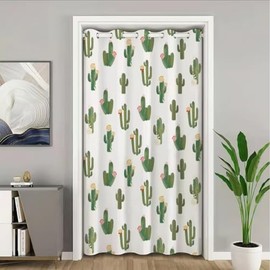 Mightree Doorway Curtain Blackout Door Curtain, Thermal Insulated Doorway Curtains, Sliding Closet Door Curtains, Grommet Divider Curtain for Bedroom, Cactus Pattern, 39" W x 70" L