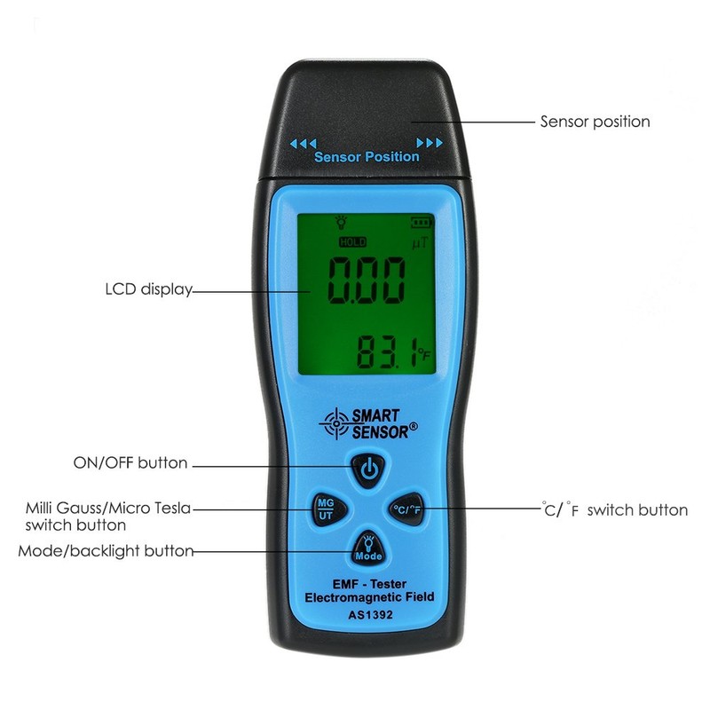 Domary Handheld Mini Digital LCD EMF Tester Electromagnetic Field Radiation