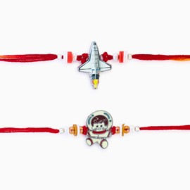 Traditional Set of 2 Rakhi for Brother | Rakhi for Small Brother Sister| Astronaut Rakhi for Brothers Bhaiya Bhabhi | Designer Bro Rakhi for Brother | VRDUK09