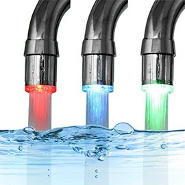 3-Color Temperature Sensitive Gradient LED Water Faucet Light - Color Changing Faucet Tap for Kitchen and Bathroom