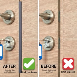 Door Latch Guard Home Security Door Lock Plate, Outswing Door Security Protector to Prevent Unauthorized Entry, Extra Security Door Locks Door Blocker, Steel Latch Guard Plate Cover (11")