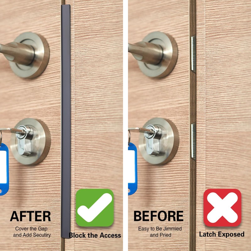 Door Latch Guard Home Security Door Lock Plate, Outswing Door