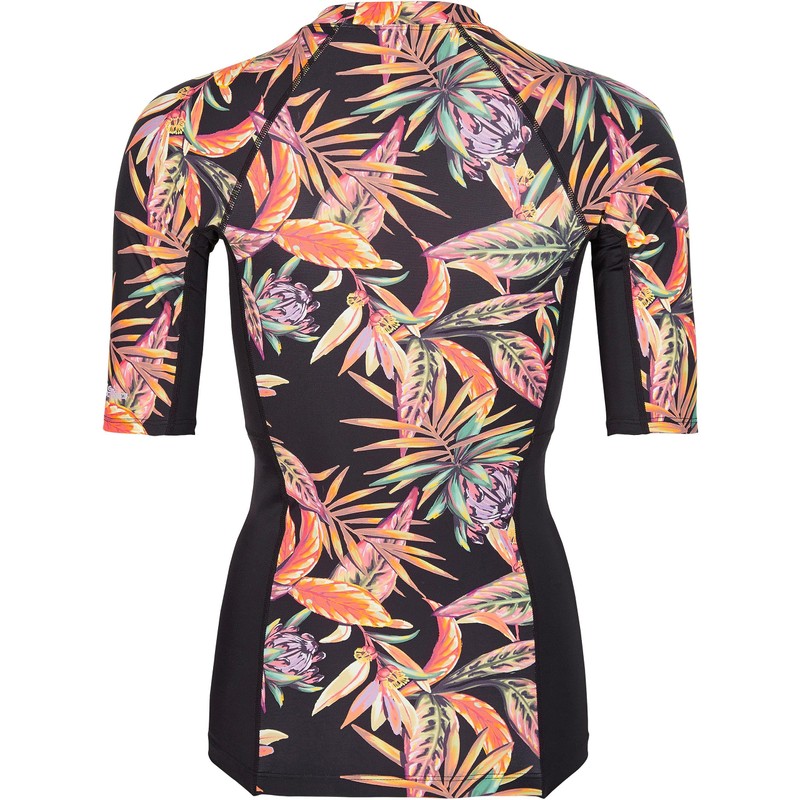 O'Neill Anglet Women's Surf Shirt, Black Tropical Flower