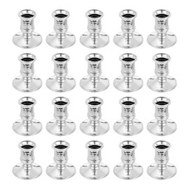 CLISPEED Votive Candle Holders: 20pcs Vintage Candlestick Stands Plastic Taper Silver Pillar Candle Holders for New Year, Valentine's Day, Easter Dinner Table Centerpiece Decor