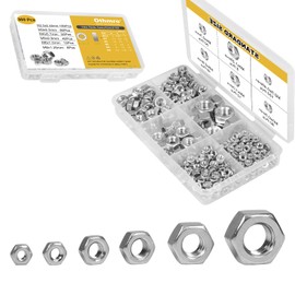 300pcs Hex Nuts Assortment Kit M2.5 M3 M4 M5 M6 M8 Hexagonal Nuts Set 304 Stainless Steel Metric Assorted Right Hand External Hex Drive with Plastic Box