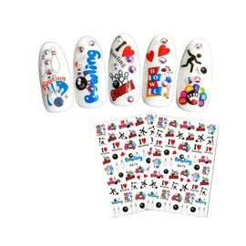 Generic Graceful Dancing Lady Nail Decal Sticker Sport Volleyball Love Bowling Strike B079 Nail Wraps Art Stickers Manicure Supplies for Women for Home Nails Full Long Lasting Easy Apply and Remove