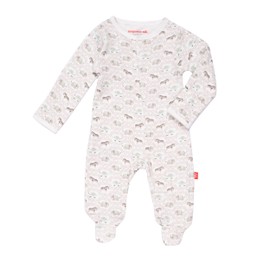 Magnetic Me 100% Organic Cotton Magnetic Baby Footie Pajamas | Super Soft Cotton Fabric | Darjeeling Dasmask | 3-6 Months