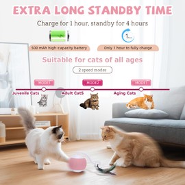 EUWLY Automatic Cat Ball Toy Cat Interactive Toy (Pink)