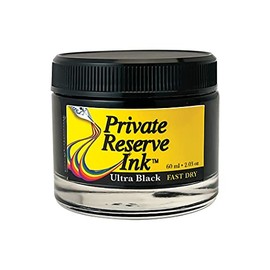 Private Reserve Ink FAST DRY - 60 ml Ink Bottle for Fountain Pen (Ultra Black Fast Dry) (PR17044)
