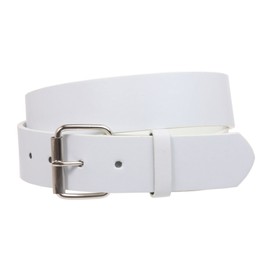 1 1/2" (38mm) Snap On Plain Leather Jean Belt With Roller Buckle, White | s (29-31" waist)