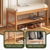 Buzleer Solid Wood Shoe Bench with Cushion, 2-Tier Shoe Rack