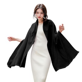 RIIQIICHY Women's Scarf, Large Scarf, Wedding, Stall, Solid, Thick, Warm, Birthday Gift, Christmas Gift, Black