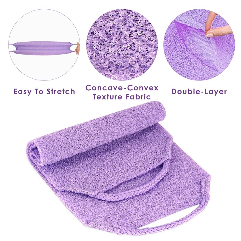 Linkidea 8 Pack Stretchy Exfoliating Towel with Pull Straps, Bulk