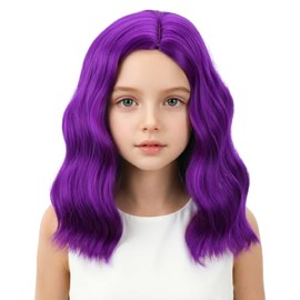 Peluca De Color Púrpura Oscuro Para Niñas Peluca Corta De Parte Lateral Morada Para Niños Peluca Ondulada Rizada Púrpura Corta Para Niño Peluca