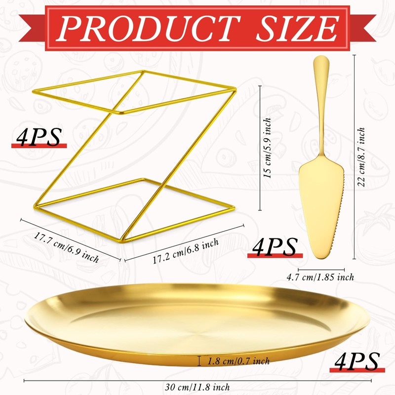 Yiyiring 12 Pcs Pizza Stand Set: 4 Metal Stands, 4