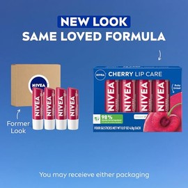 NIVEA Cherry Lip Care - Tinted Lip Balm for Beautiful, Soft Lips - Pack of 4