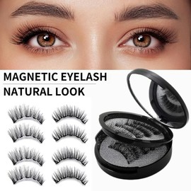 Magnetic Eyelashes All-in-One Kit with Applicator, Reusable Magnetic Lashes without Eyeliner, Glue-free False Lashes, Waterproof, Lightweight, Suit for Natural Makeup