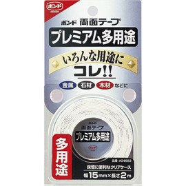 Konishi Bond Double Sided Tape, Premium Multi-purpose, Thickness 0.04 inches (1.1 mm) x Width 0.6 inches (15 mm) x Length 6.6 ft (2 m) #04683
