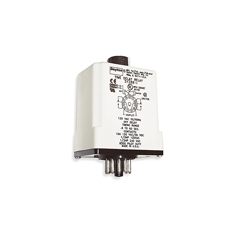 Time Delay Relay, 120Vac/Dc, 10A, Dpdt