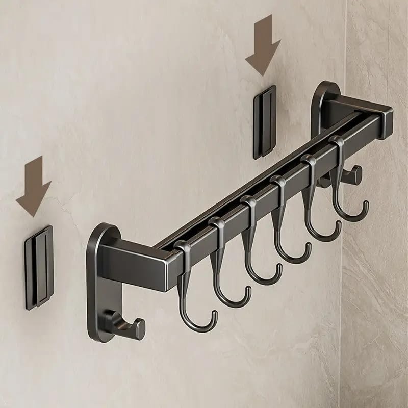 AmoiChic Adhesive Wall Mounted Pot Pan Rack, Kitchen Wall Mounted