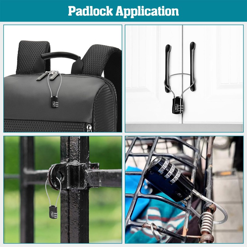 Lawnize Wire Rope Cable Lock with Combinations,Resettable Code,Zinc Alloy,Helmet Lock