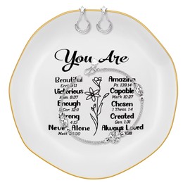 Koyzsen Christian Gifts for Women Trinket Jewelry Dish, Faith Religious Catholic Gifts for Women, Bible Verse Spiritual Birthday Gifts for Women, Gift for Mothers Day Christmas, Thanksgiving