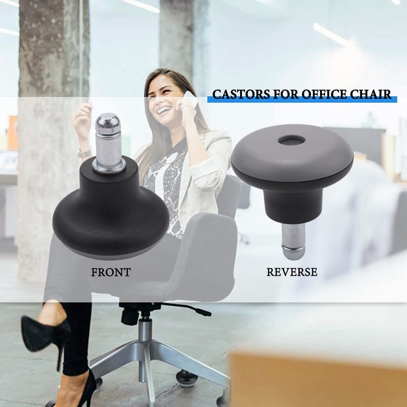 Hepzest 5Pcs Bell Glides Replacement Office Chair Wheels Stopper Office