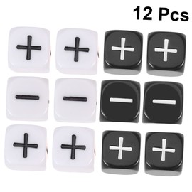 VICASKY Educational Boys and Girls Dice Game 12pcs Big Size Acrylic Dice Minus Plus Sign Dice Set for Party and Learning