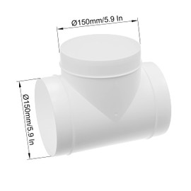 6" Inch Plastic White 3 Way T Joints - Duct Splitter for Exhaust Fan Dryer - Round Duct Hose Connector - Vent Air Pipe Joint - 90 Degree Three Branch Junction